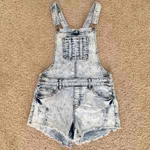 Acid wash blue overalls